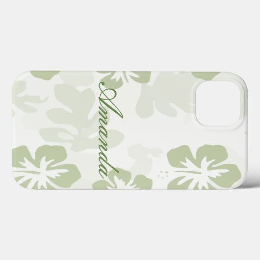 Elegant Muted Sage Hibiscus Pattern Case-Mate iPhone Case (Achterkant (horizontaal))