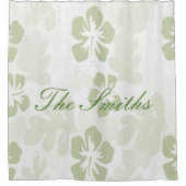 Elegant Muted Sage Hibiscus Pattern Douchegordijn (Voorkant)