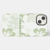 Elegant Muted Sage Hibiscus Pattern iPhone Hoesje (Achterkant horizontaal)