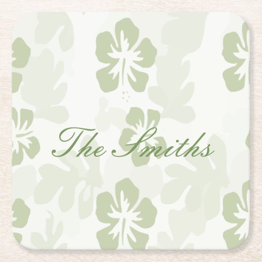 Elegant Muted Sage Hibiscus Pattern Kartonnen Onderzetters (Voorkant)