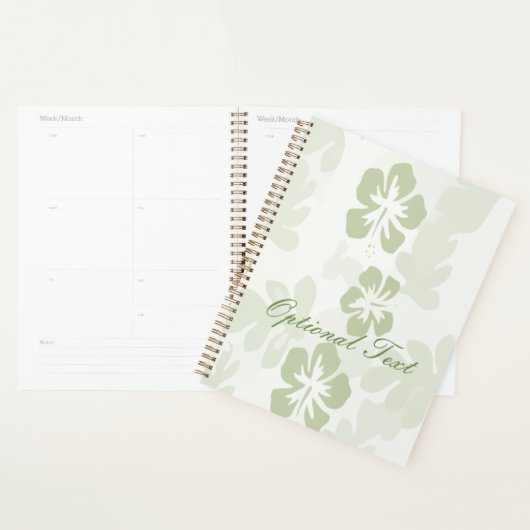 Elegant Muted Sage Hibiscus Pattern Planner (Display)