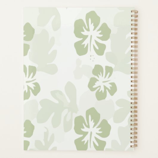 Elegant Muted Sage Hibiscus Pattern Planner (Achterkant)