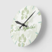 Elegant Muted Sage Hibiscus Pattern Ronde Klok (Hoek)