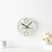 Elegant Muted Sage Hibiscus Pattern Ronde Klok (Huis)