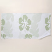 Elegant Muted Sage Hibiscus Pattern Strandlaken (Voorkant)