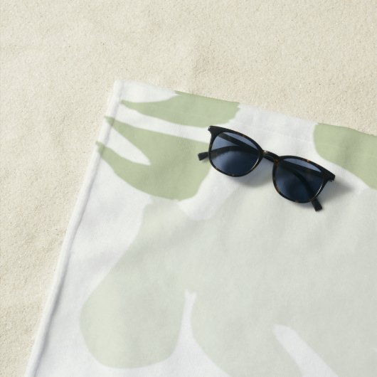 Elegant Muted Sage Hibiscus Pattern Strandlaken (In situ)