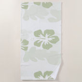Elegant Muted Sage Hibiscus Pattern Strandlaken (Voorkant)
