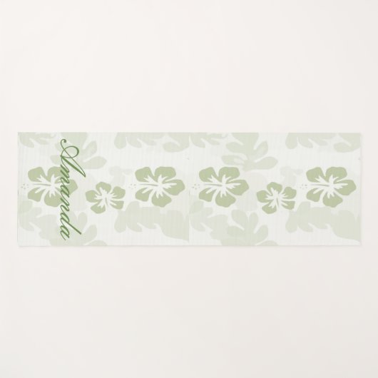 Elegant Muted Sage Hibiscus Pattern Yogamat (Voorkant (horizontaal))