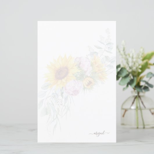 Elegant Muted Sunflower Spray - Aangepaste bakkeri (Staand voorkant)