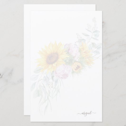 Elegant Muted Sunflower Spray - Aangepaste bakkeri (Voorkant / Achterkant)