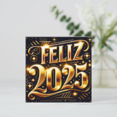 Elegant Muy feliz Año Nuevo 2025 Feestdagenkaart (Staand voorkant)