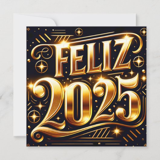Elegant Muy feliz Año Nuevo 2025 Feestdagenkaart (Voorkant)