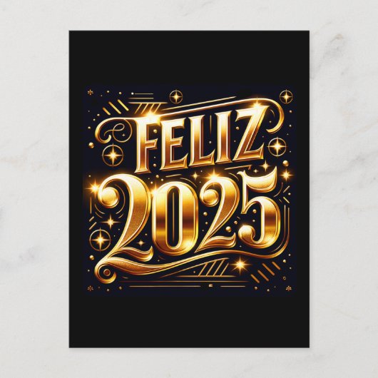 Elegant Muy feliz Año Nuevo 2025 Feestdagenkaart (Voorkant)