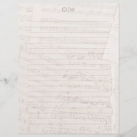  Elegant Muziek Initiaal Line Letter Paper (Voorkant)