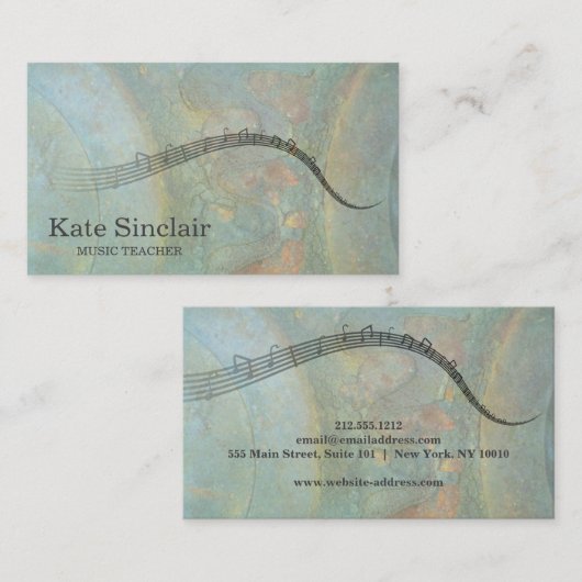Elegant Muziek Leraar Sleutels Musical Visitekaartje (Voorkant / Achterkant)