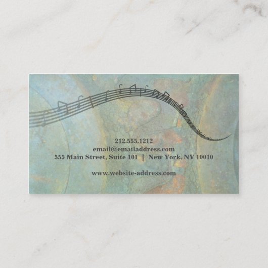 Elegant Muziek Leraar Sleutels Musical Visitekaartje (Achterkant)