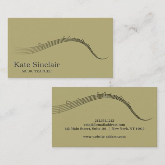 Elegant Muziek Leraar Sleutels Musical Visitekaartje (Voorkant / Achterkant)