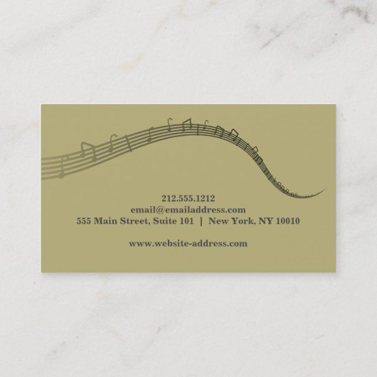 Elegant Muziek Leraar Sleutels Musical Visitekaartje (Achterkant)