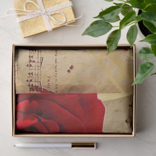 Elegant  Muziek Rood Rozenpapier Tissuepapier (Geschenk)