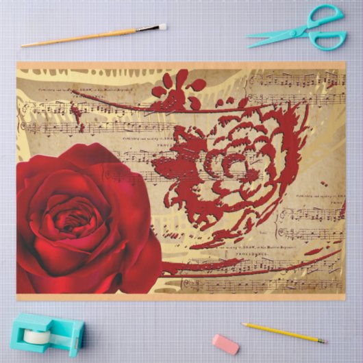 Elegant  Muziek Rood Rozenpapier Tissuepapier (Craft)