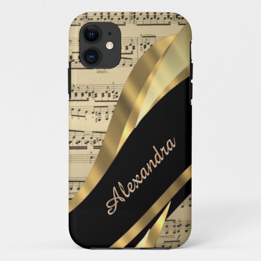 Elegant muziekblad gepersonaliseerd Case-Mate iPhone case (Achterkant)