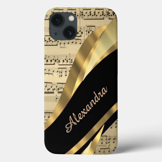 Elegant muziekblad gepersonaliseerd Case-Mate iPhone case (Achterkant)