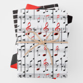 Elegant muziekblad rood, wit en zwart ompakken inpakpapier vel (In situ)
