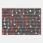 Elegant muziekblad rood, wit en zwart ompakken inpakpapier vel (Voorkant 3)