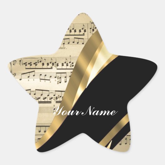 Elegant muziekblad ster sticker (Voorkant)