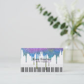 Elegant muziekdocent Piano Keys Musical Drip Visitekaartje (Staand voorkant)