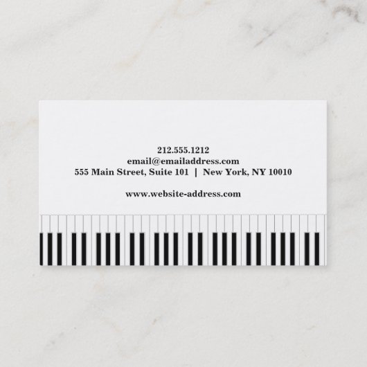 Elegant muziekdocent Piano Keys Musical Drip Visitekaartje (Achterkant)