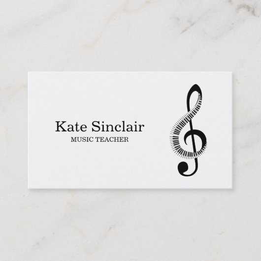 Elegant muziekdocent Piano Keys Musical Visitekaartje (Voorkant)
