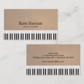 Elegant muziekdocent Piano Keys Musical Visitekaartje (Voorkant / Achterkant)