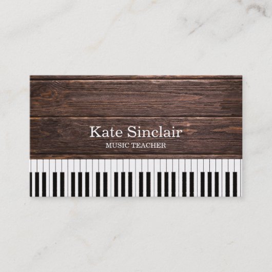 Elegant muziekdocent Piano Keys Musical Visitekaartje (Voorkant)