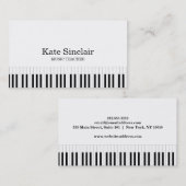 Elegant muziekdocent Piano Keys Musical Visitekaartje (Voorkant / Achterkant)