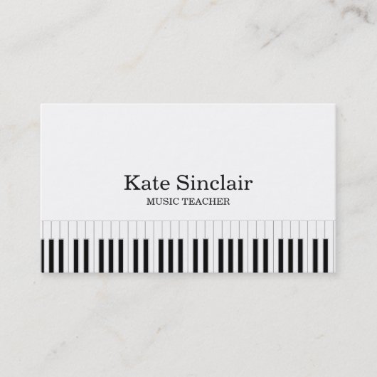 Elegant muziekdocent Piano Keys Musical Visitekaartje (Voorkant)