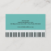 Elegant muziekdocent Piano Keys Musical Visitekaartje (Achterkant)
