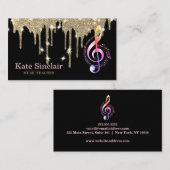 Elegant muziekdocent Piano Keys Musical Visitekaartje (Voorkant / Achterkant)