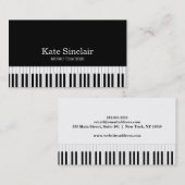 Elegant muziekdocent Piano Keys Musical Visitekaartje (Voorkant / Achterkant)