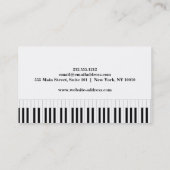 Elegant muziekdocent Piano Keys Musical Visitekaartje (Achterkant)