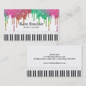 Elegant muziekdocent Piano Keys Musical Visitekaartje (Voorkant / Achterkant)