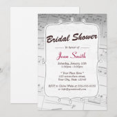 Elegant Muzieknoten Bridal Shower Invitation Kaart (Voorkant / Achterkant)