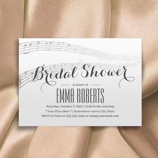 Elegant Muzieknoten Bridal Shower Invitations Kaart