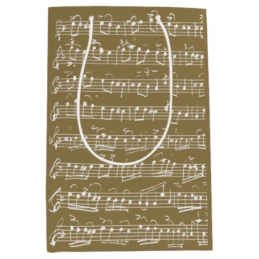 Elegant Muzieknoten handgeschreven blad Gold Medium Cadeauzakje (Voorkant)