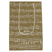 Elegant Muzieknoten handgeschreven blad Gold Medium Cadeauzakje (Achterkant)