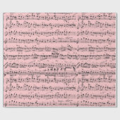 Elegant  Muzieknoten handgeschreven blad Roze Cadeaupapier (Vlak)