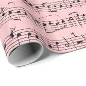 Elegant  Muzieknoten handgeschreven blad Roze Cadeaupapier (Rol Hoek)