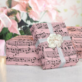 Elegant  Muzieknoten handgeschreven blad Roze Cadeaupapier