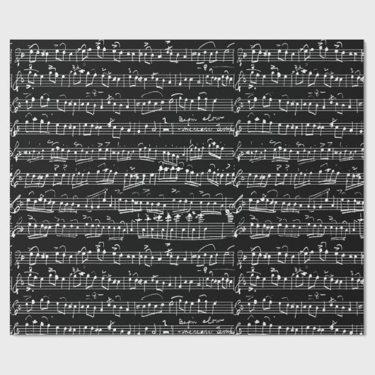 Elegant  Muzieknoten met handgeschreven blad Cadeaupapier (Vlak)