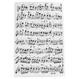 Elegant Muzieknoten met handgeschreven blad Medium Cadeauzakje